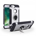 Wholesale iPhone 8 / 7 360 Rotating Ring Stand Hybrid Case with Metal Plate (Silver)